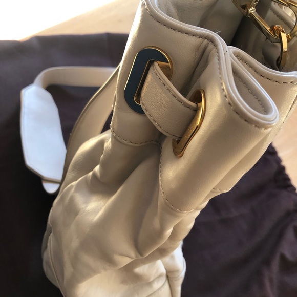 Rachel Zoe Cream Leather Gold Shoulder Bag - Picture 7 of 14